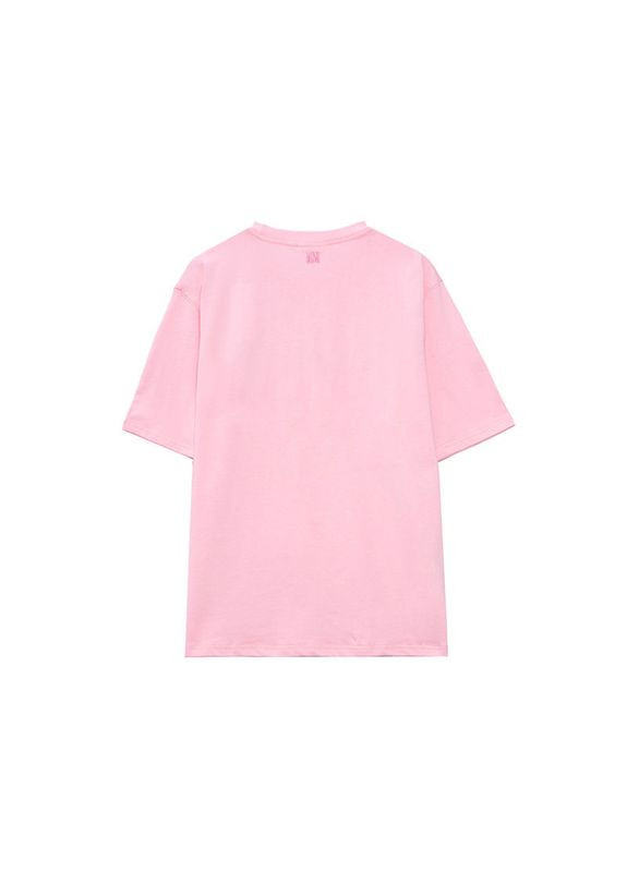 Розовая женская футболка ami paris розовый с коротким рукавом No Brand