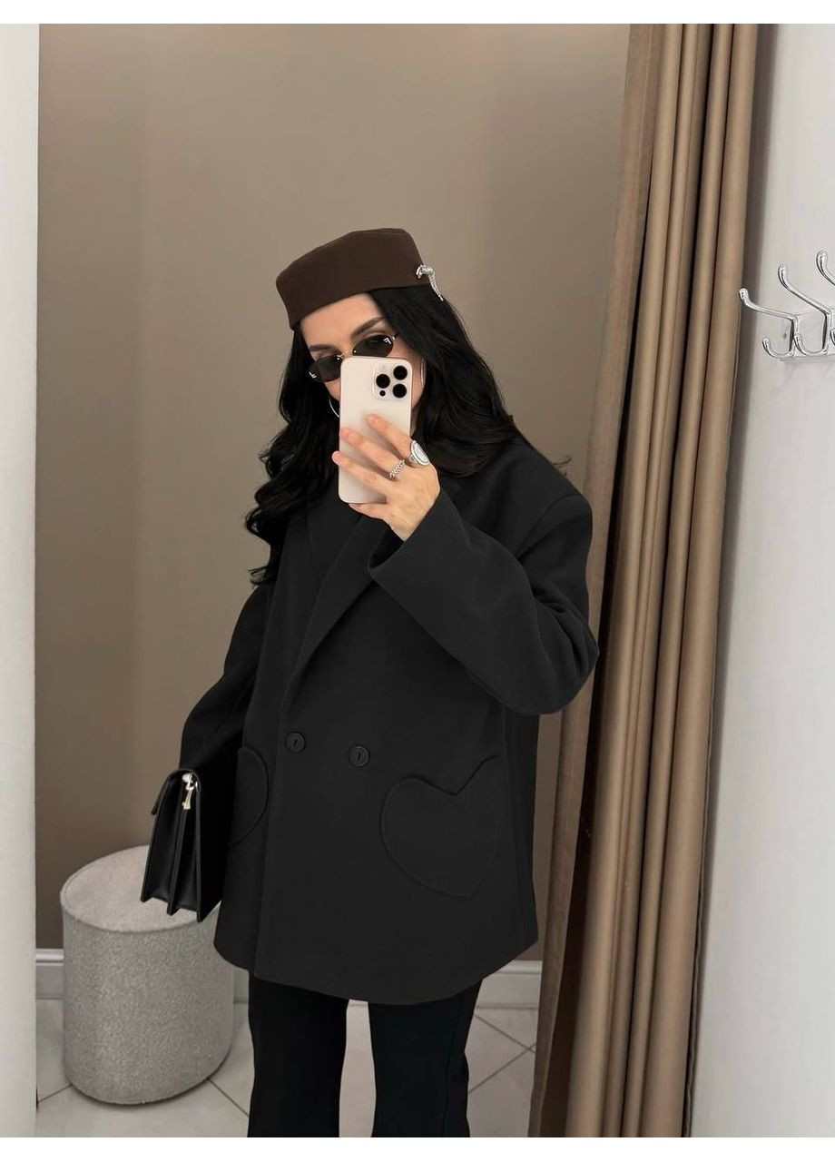 Черное демисезонное Женское пальто из кашемира. Україна