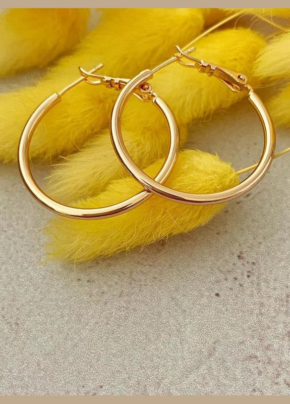 Позолоченные Серьги-Кольца д.3см, Позолота No Brand (345742085)