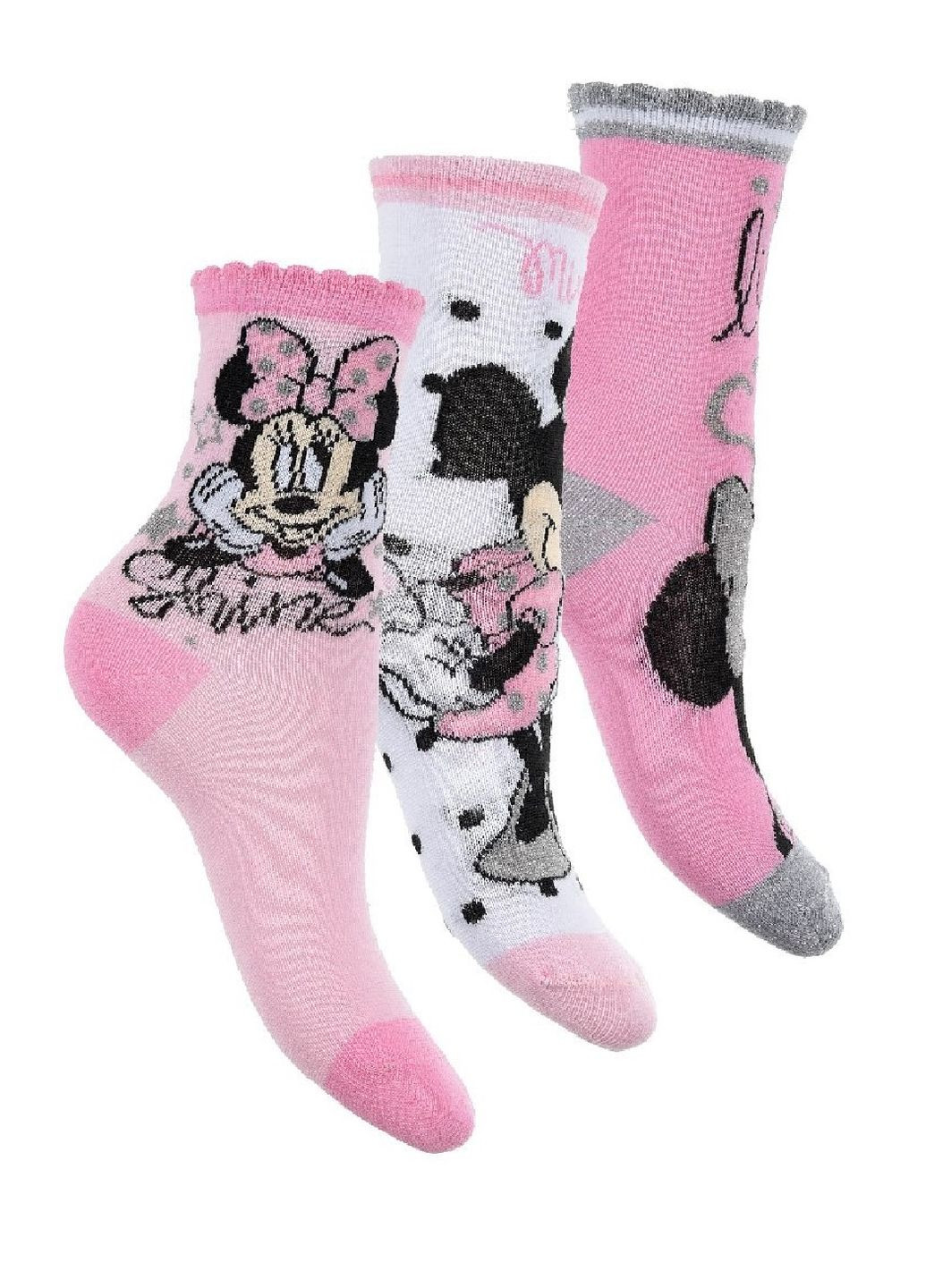 Носки 3 пары Minnie Mouse (МинниМаус) UE06011 EU Disney шкарпетки 3шт. (292142630)