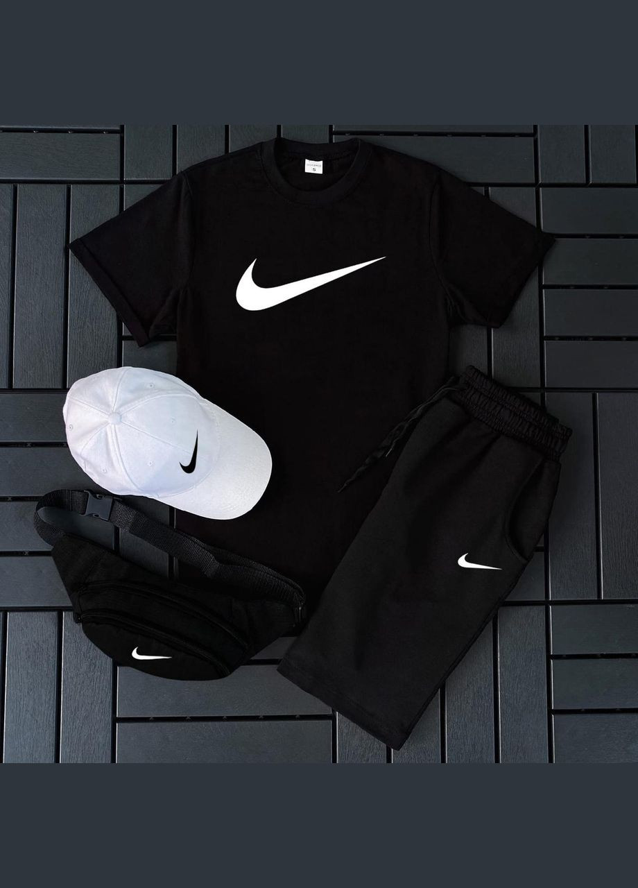 Черный комплект (футболка,шорты,кепка,бананка) No Brand