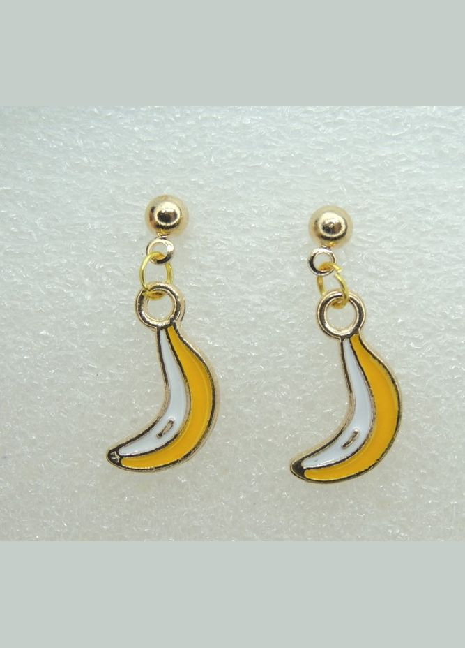 Сережки сережкигвоздики цвяшки (пусети) Бананчики емаль 2.3см золотисті Liresmina Jewelry (285111069)