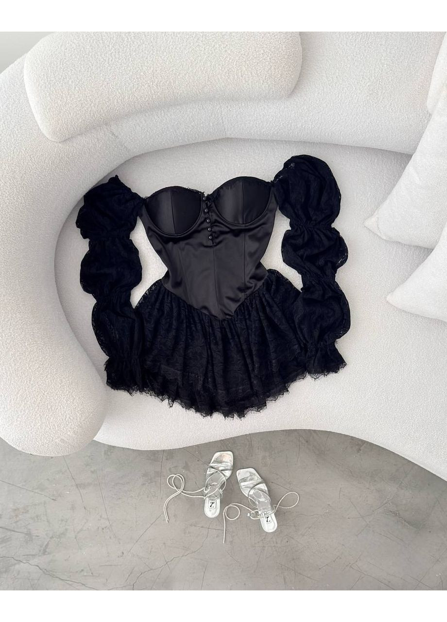 Чорна вечірня жіноча сукня-комбінезон KaraMix однотонна