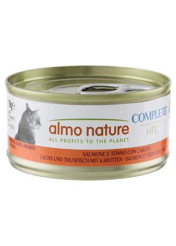 HFC Cat Complete Salmon and Tuna with Carrots - Консервированный корм с лососем, тунцом и морковью для взрослых кошек - 70 г Almo Nature (362095652)