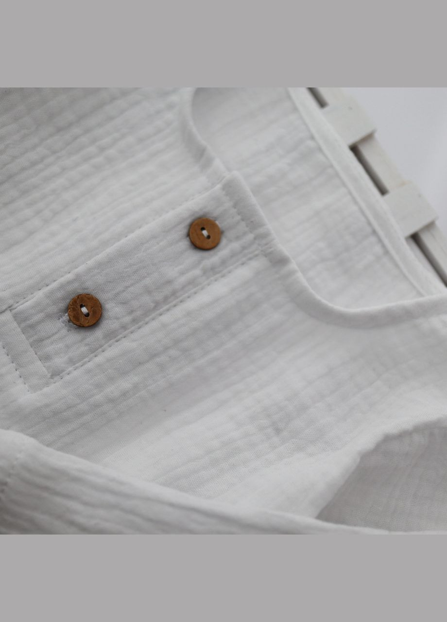 Белая пляжный, домашний, повседневный, праздничный рубашка однотонная No Brand с длинным рукавом