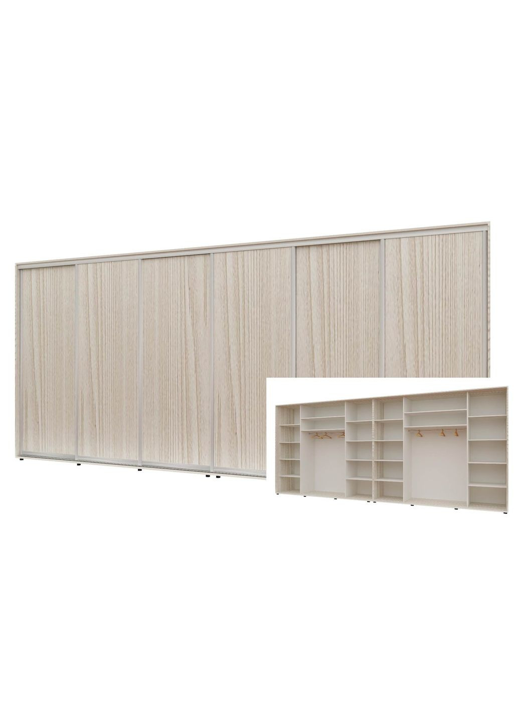 Шафа-купе шестидверна 480*60*210 см Дуб Білений 6 дверей ДСП Максі Комфорт Меблі (360477591)