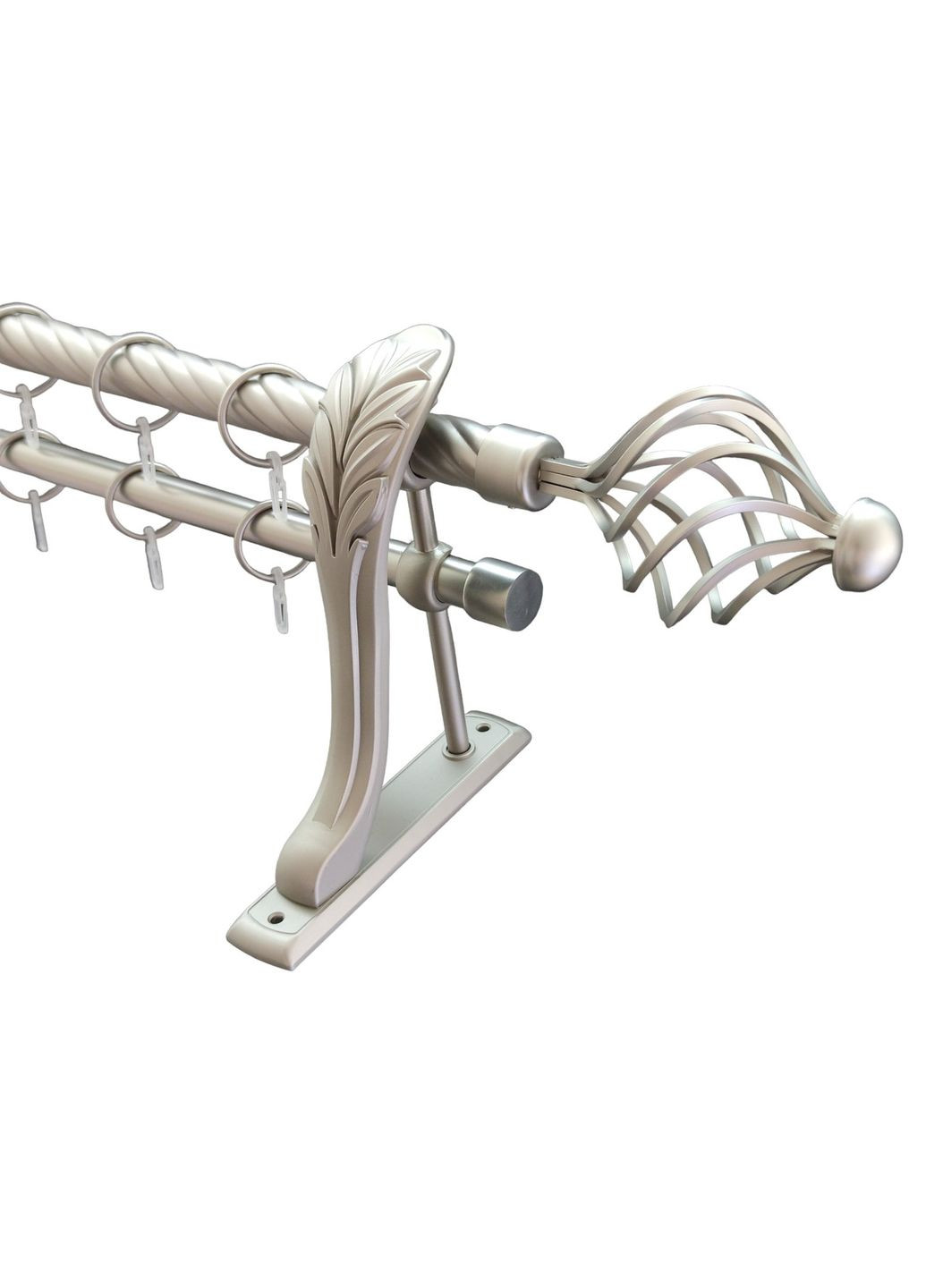 Карниз для штор Навона металлический двухрядный ретро витая труба кольцо металлическое Сатин 25\19 мм 160 см ORVIT (299335658)