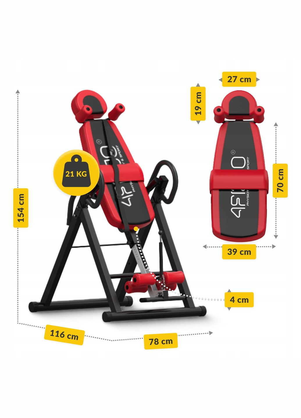 Стіл інверсійний регульований Black/Red (P-5905973401944) 4FIZJO (301906301)