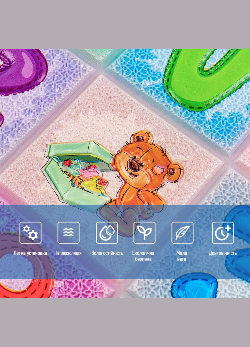 Набір панелей стінових 3D 700х1400х4мм Абетка (2шт) SW-00002352 Sticker Wall (327088572)