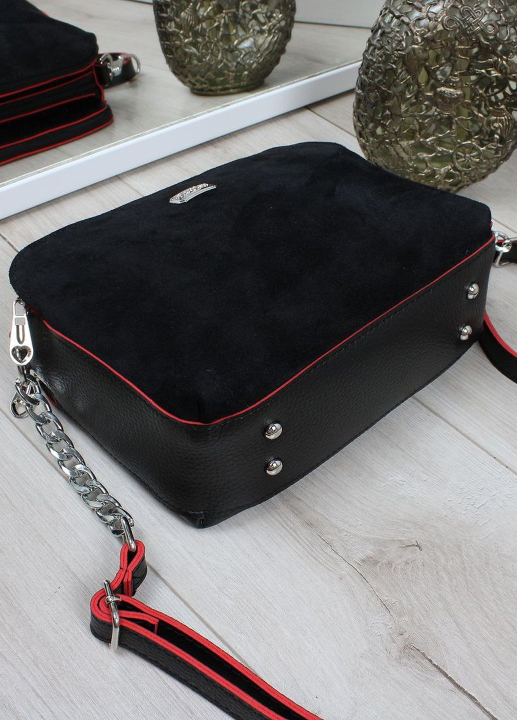 Жіноча сумка з екошкіри з замшевими вставками Vishnya (327792629)