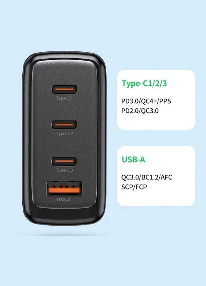 Зарядное устройство 120W GaN 3C+1A JT-G120B TLB01 black Toocki (322701290)