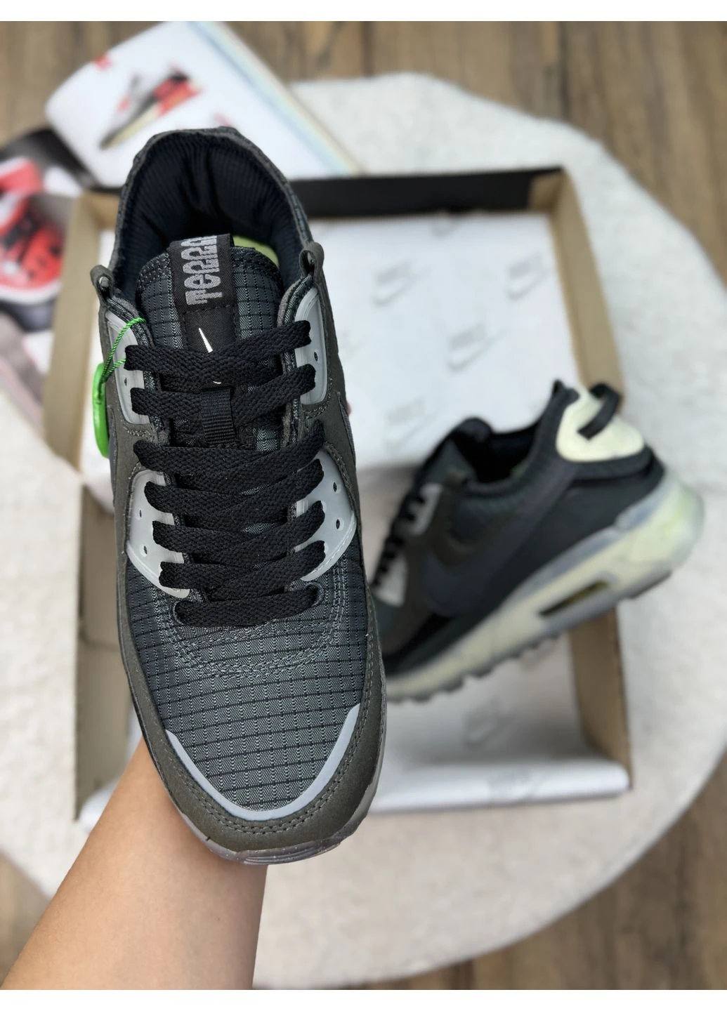 Білі літні кросівки nike air max 90 terrascape grey black white найк аір макс 90 No Brand