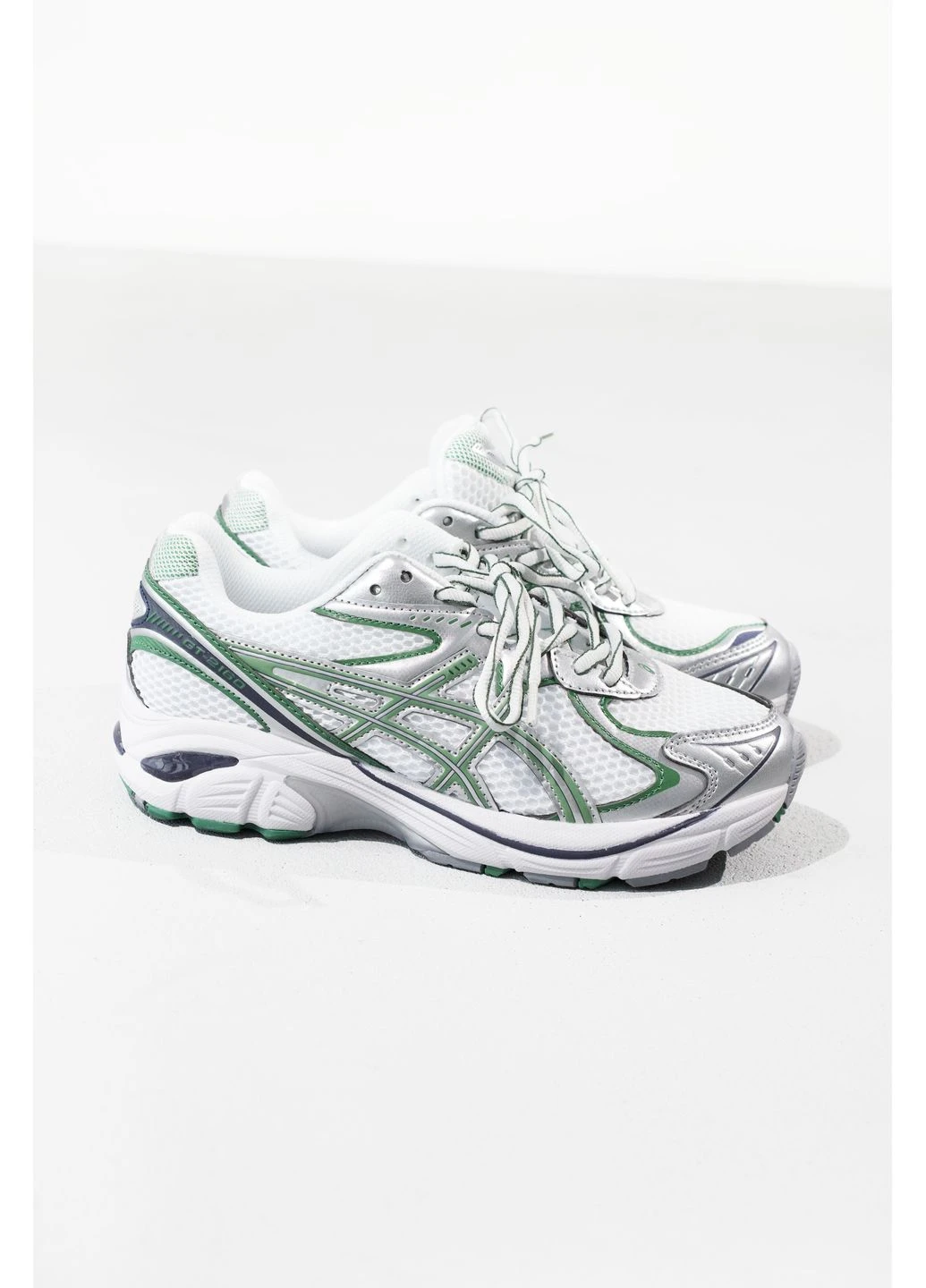 Белые летние кроссовки asics gt-2160 white/silver/green асикс 2160 No Brand