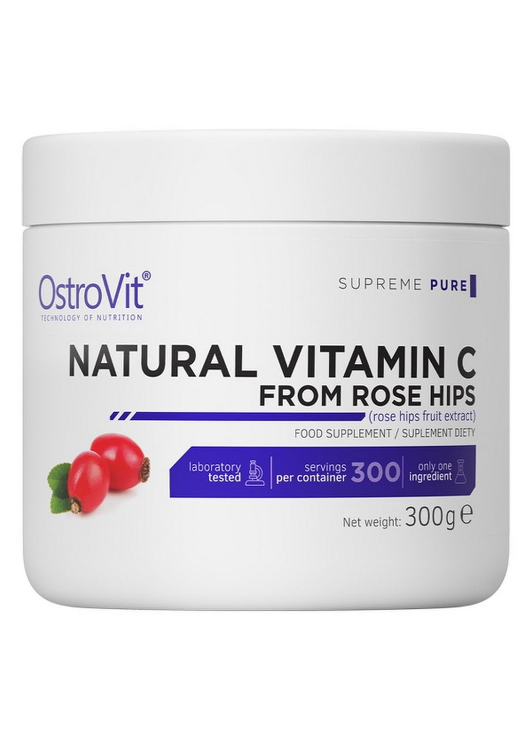 Вітаміни та мінерали Vitamin C Rose Hips, 300 грам Ostrovit (293339292)