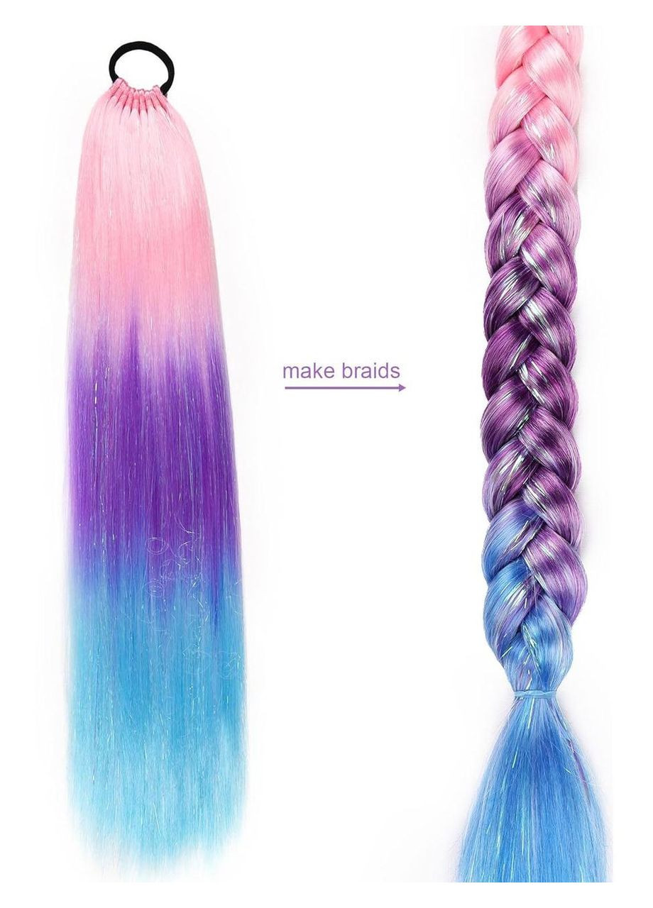 Накладний різнобарвний хвіст 60 см на гумці плетений хвіст шиньйона No Brand (361878482)