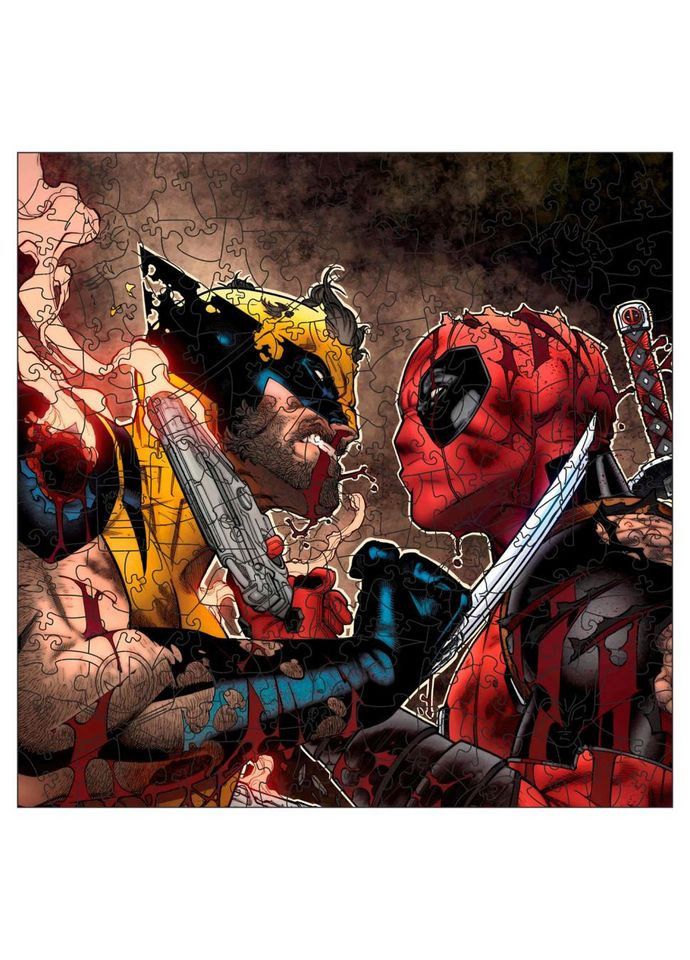 Фигурный пазл из дерева "Дедпул и Росомаха" PZ012-A4C-AC 75-125 деталей, размер А4 No Brand (362569999)