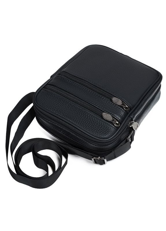 Чоловіча шкіряна сумка-барсетка через плече Qvant 666 - Чорного кольору Tiding Барсетка (366889807)