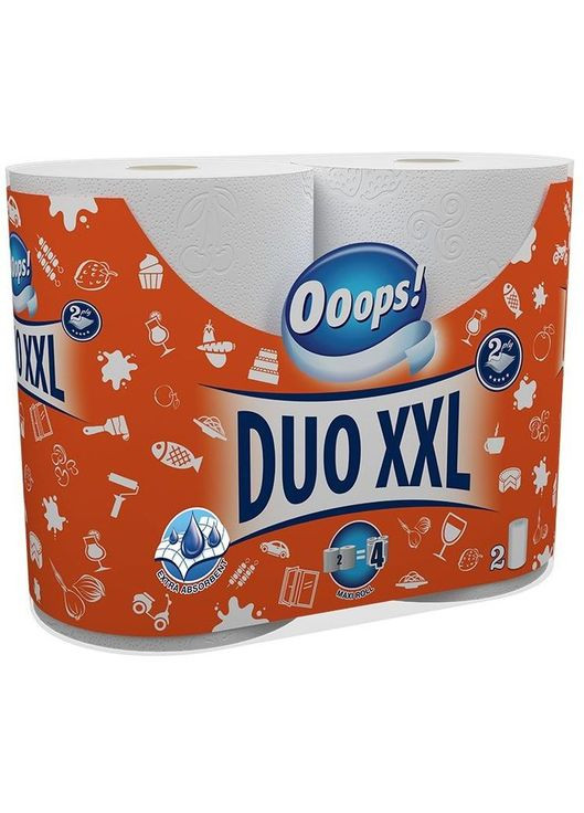 Бумажные полотенца ! Duo XXL двухслойные, 110 отрывов, 2 рулона ooops 704525 (335031203)