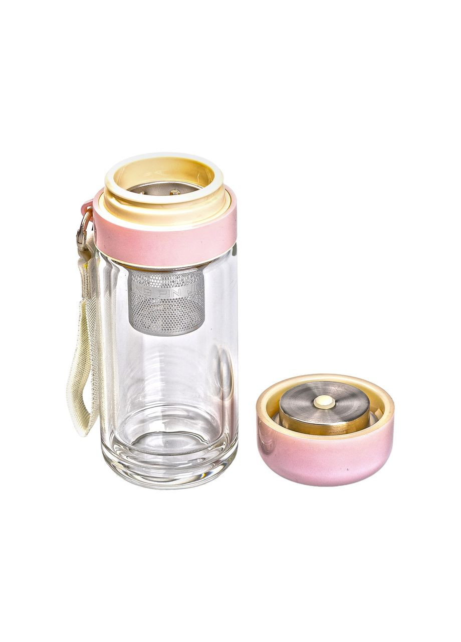 Термос скляний Hexagram із подвійними стінками та заварником 240 мл Yiwu (360454789)