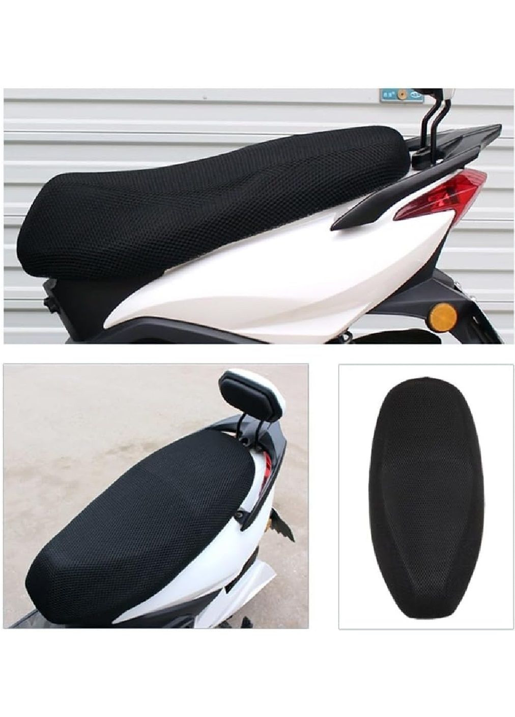 Чохол сітка 3D на сидіння мотоцикла з фіксацією липучками еластичною стрічкою поліестер 112х57 см (479588-Prob) Розмір XL Unbranded (322394982)