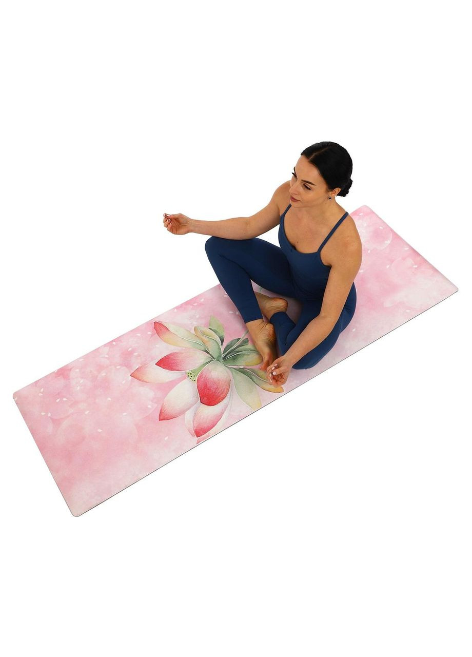 Килимок для йоги замшевий каучуковий Рожевий FI-5662-28 Record (334304448)