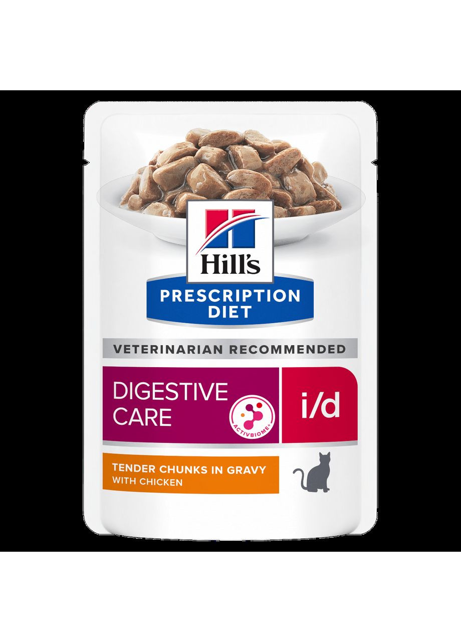 PRESCRIPTION DIET i/d Влажный корм для кошек уход за пищеварением, с курицей, пауч, 85г х 12шт Hill's (351903496)
