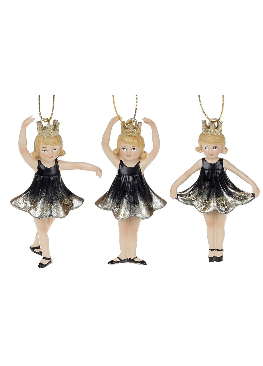 Декоративна підвісна фігурка Балерина-малятко 8.5 см 3 шт. чорний з шампанню 707-032 BonaDi (360639985)