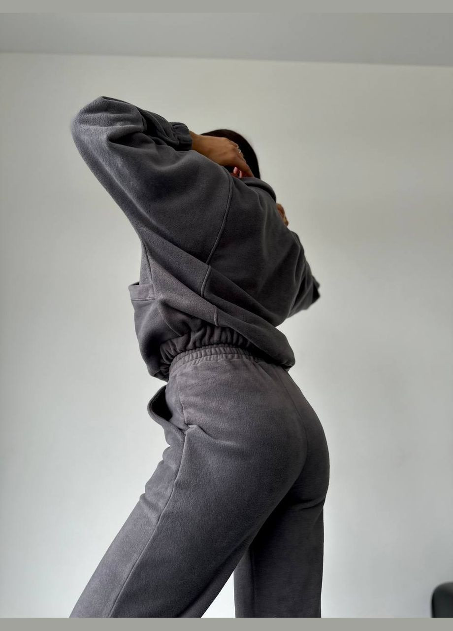 Жіночий костюм флісовий спортивний сірий No Brand (307059573)