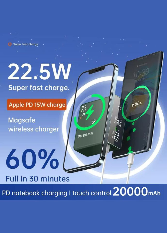 УМБ для ноутбука, телефона Q7 20000 mAh 22,5 W Wireless Laptop Power Bank Dark Blue VHG (361111440)