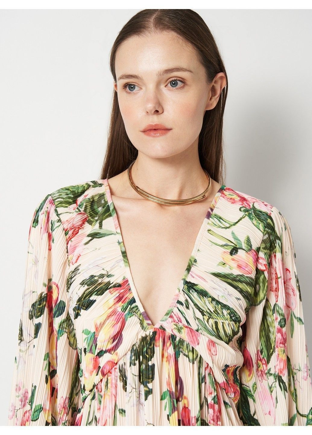 Бежева кежуал сукня H&M з квітковим принтом