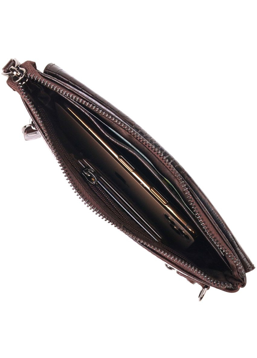 Елегантний чоловічий клатч із натуральної шкіри з кишенями коричневий (sku_21547) No Brand (328922411)