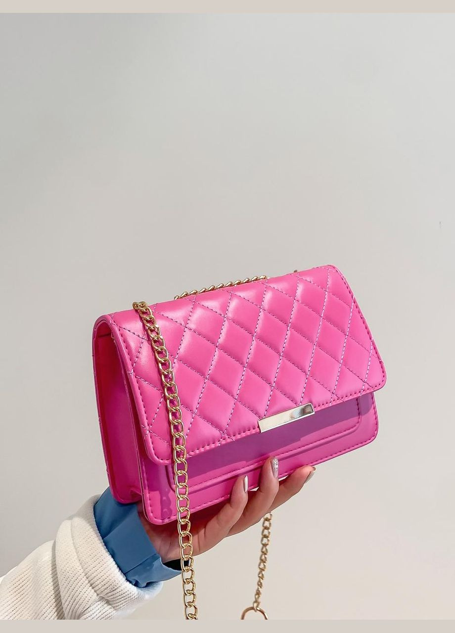 Женская классическая сумка 1613 стеганая кросс-боди через плечо розовая No Brand (303323127)