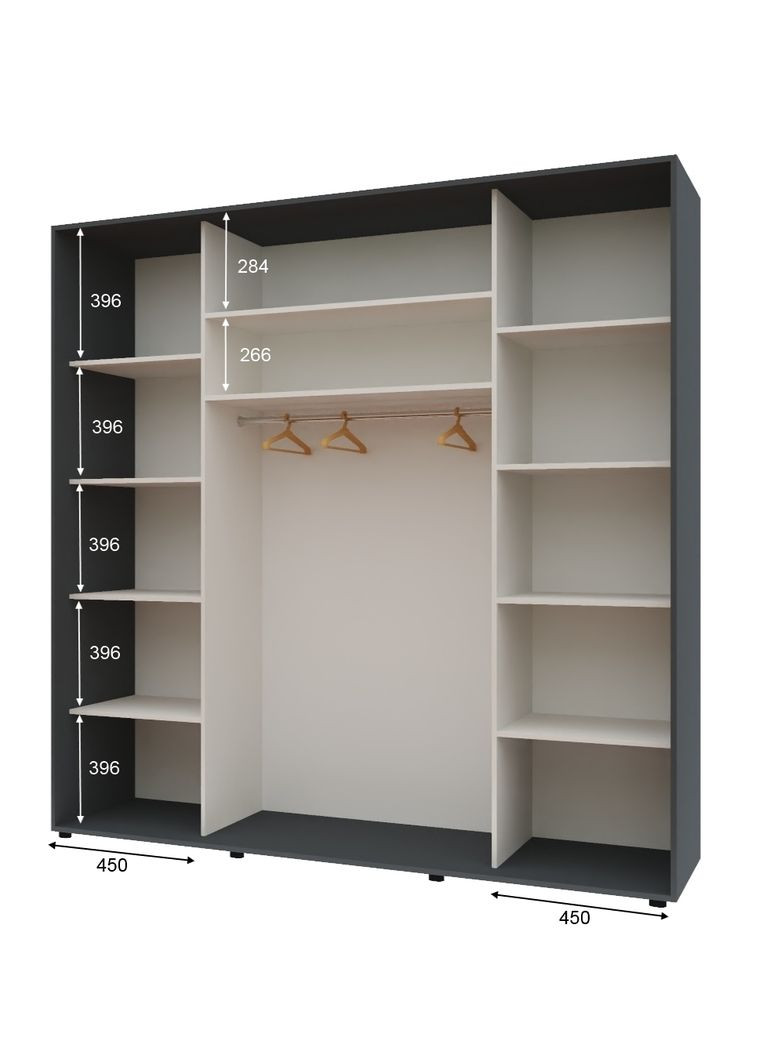 Шкаф-купе трехдверный Комфорт Мебель 210*60*210 см Графит 3 двери Зеркало Макси Комфорт Меблі (360429722)