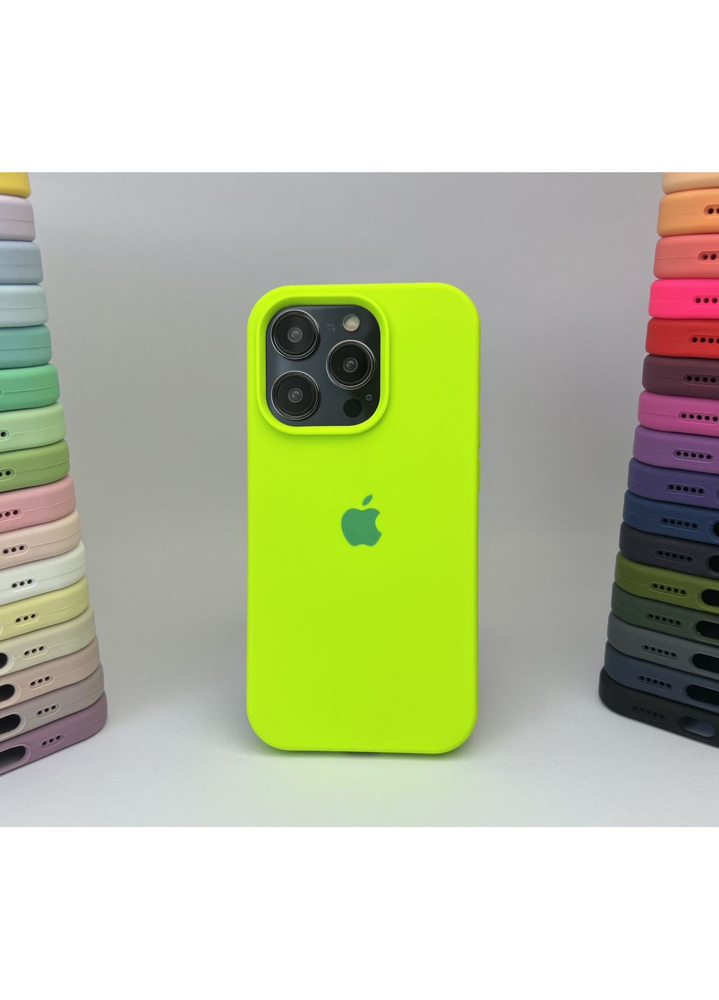 Чехол Silicone case на 14 PRO микрофибра силиконовый для айфона 14 ПРО Салатовый Neon cover No Brand (369137161)