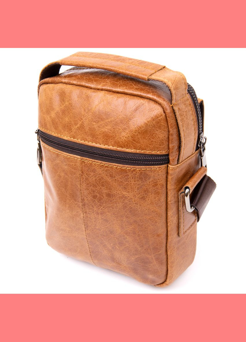 Сумка чоловіча шкіряна через плече з отвором для навушників 20416 Рудий Vintage (302008225)