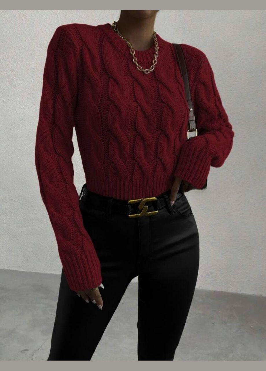 Бордовий демісезонний светр жіночий No Brand