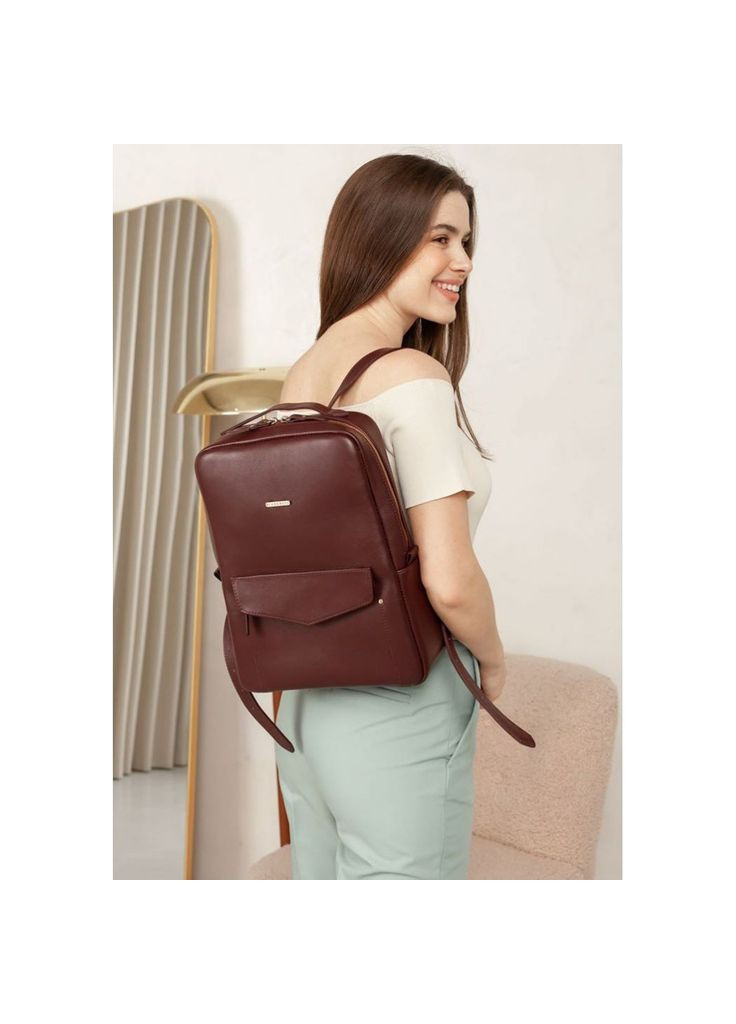 Шкіряний міський жіночий рюкзак на блискавці Cooper бордовий BlankNote (348359129)
