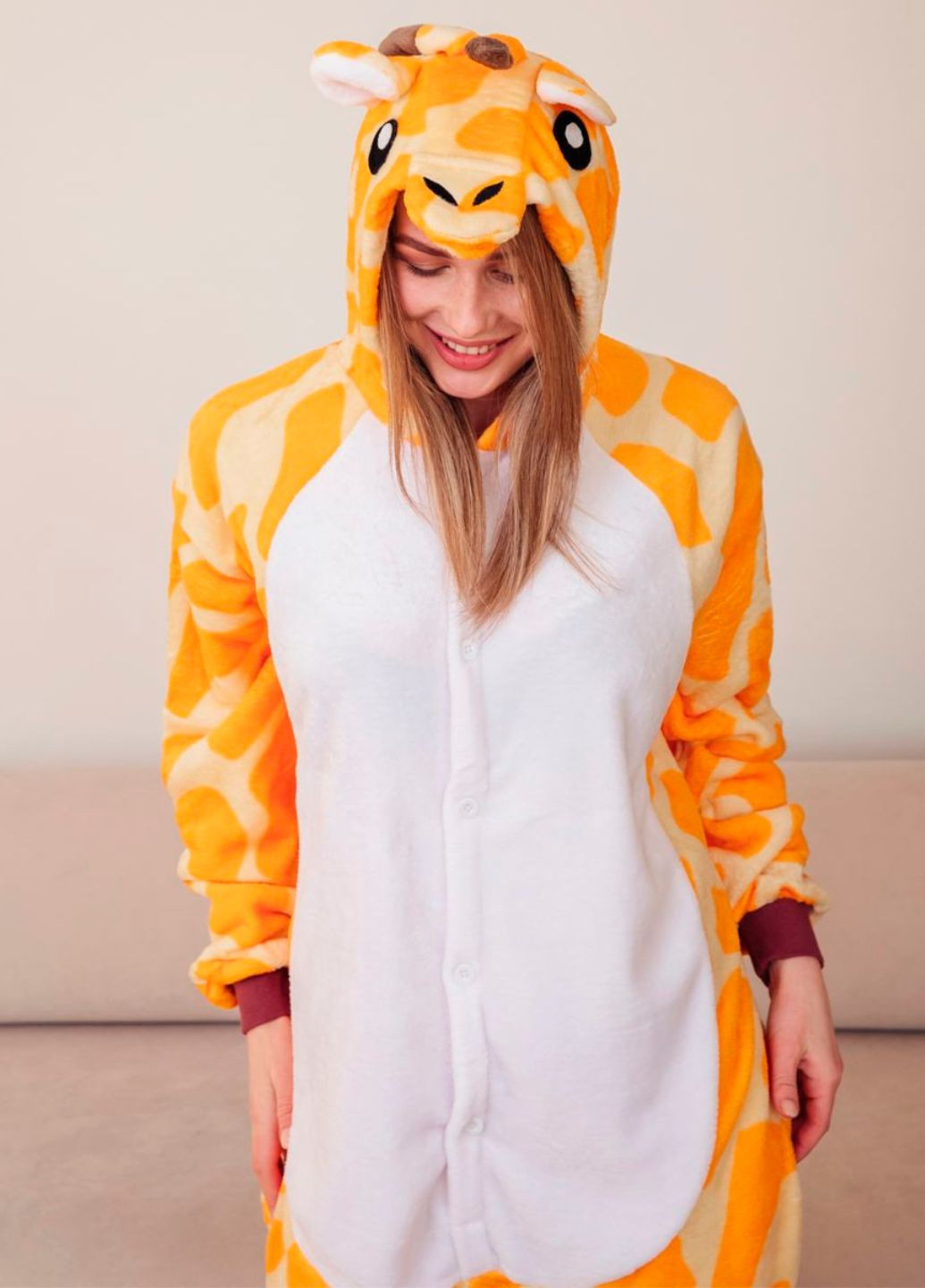 Кигуруми жираф плюш с капюшоном-мордочкой и хвостиком на пуговицах женский (1042) My Kigu (355796902)