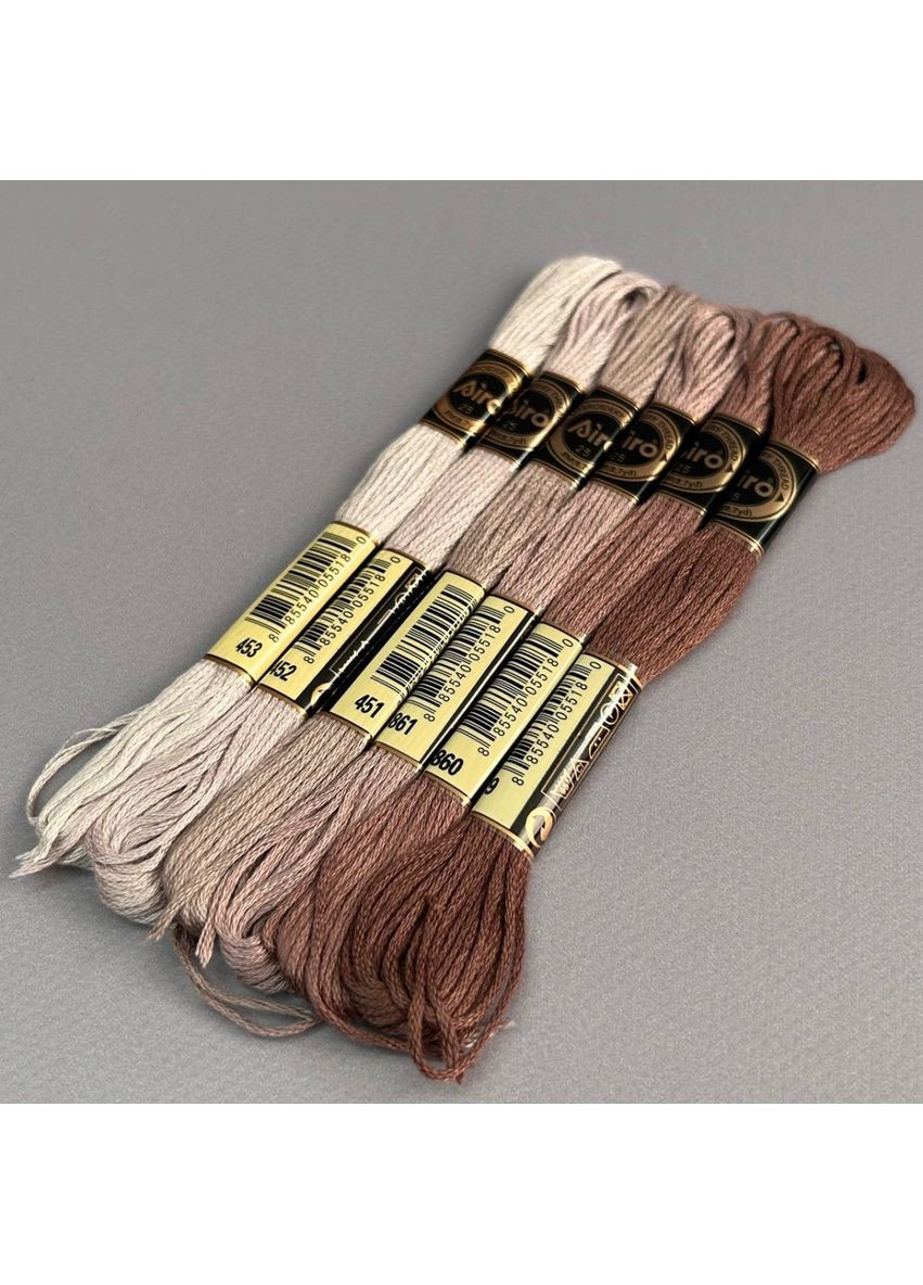 (6 шт по 8м) Набір муліне Airo (нитки для вишивання) - капучино мікс (453-779) Plus-plus (352746449)