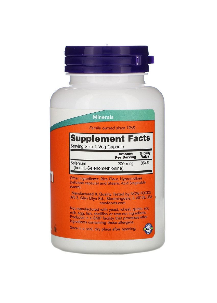 Селен 200 мкг, 180 вегетарианских капсул Now Foods (326054869)