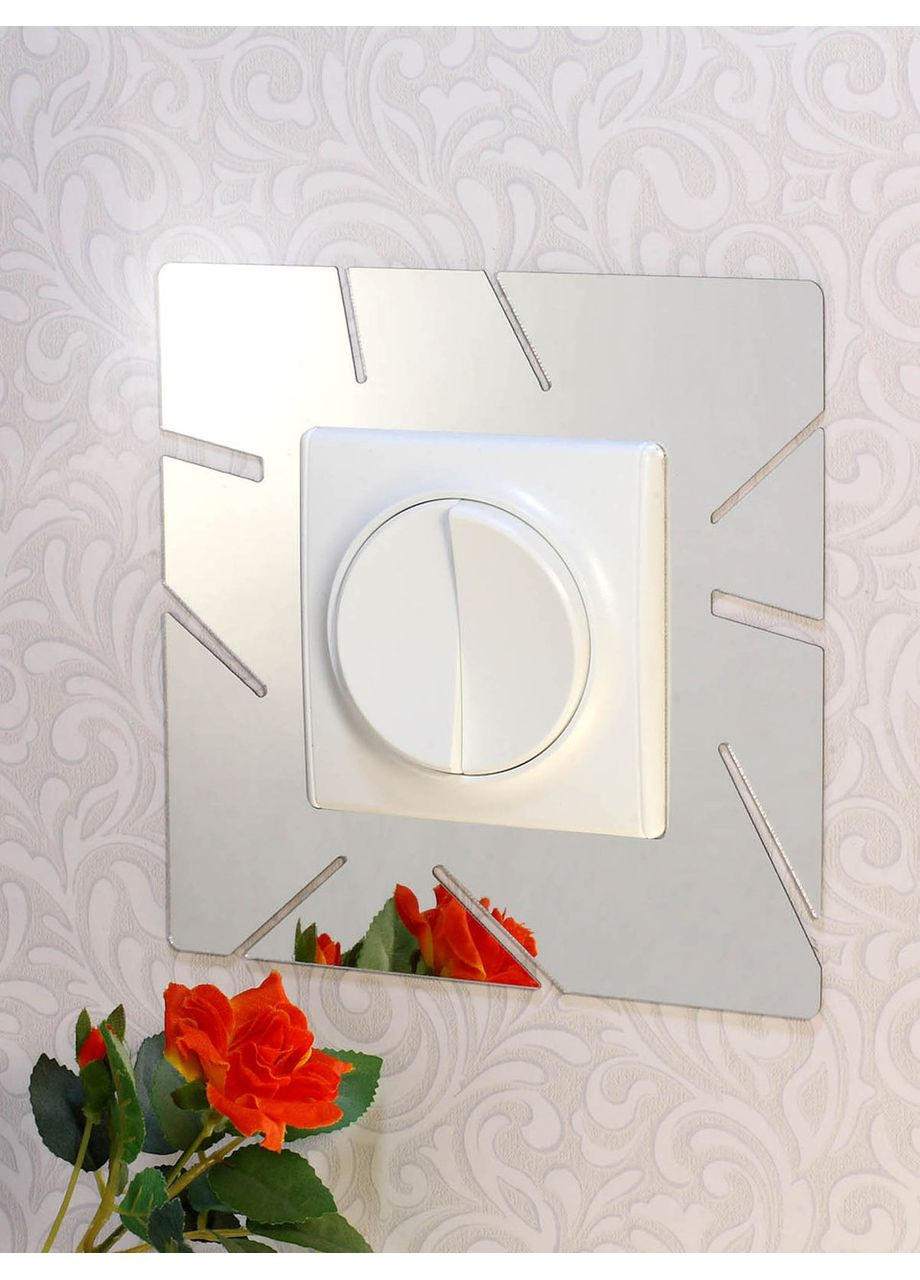 Акрилова наклейка дзеркальна під вимикач декоративна інтер'єрна №6 Срібло 1 шт. Ваша Світлість (366334561)