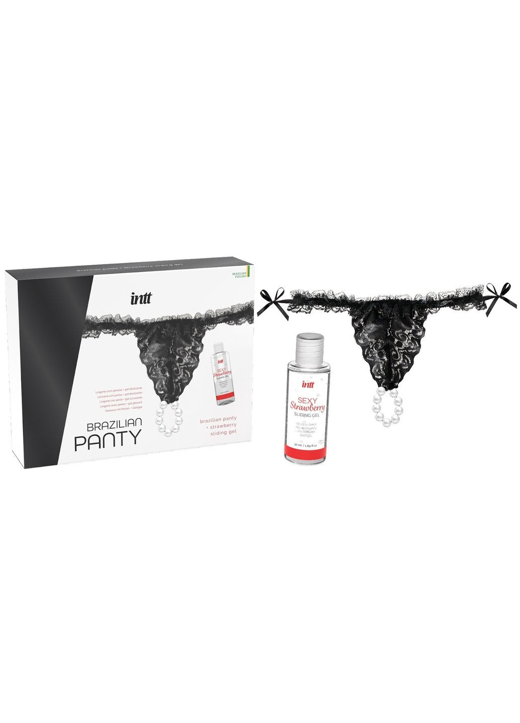 Набор Brazilian Panty из черных трусиков и лубриканта Intt (347315328)