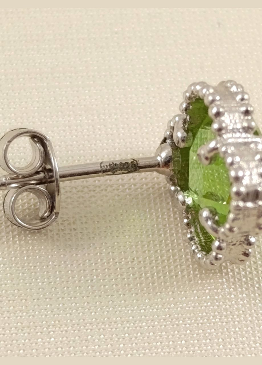 Серебряные серьги с султанитом "Клевер" СЛТ/ПС-слт No Brand Сережки (341319979)