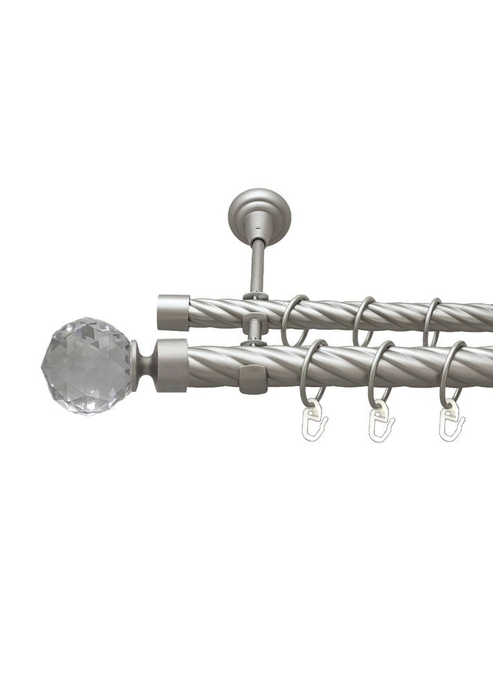 Карниз Люмиера металлический двухрядный открытая скрученная труба Сатин 25\19 мм 200 см (00-00023689) ORVIT (300846415)