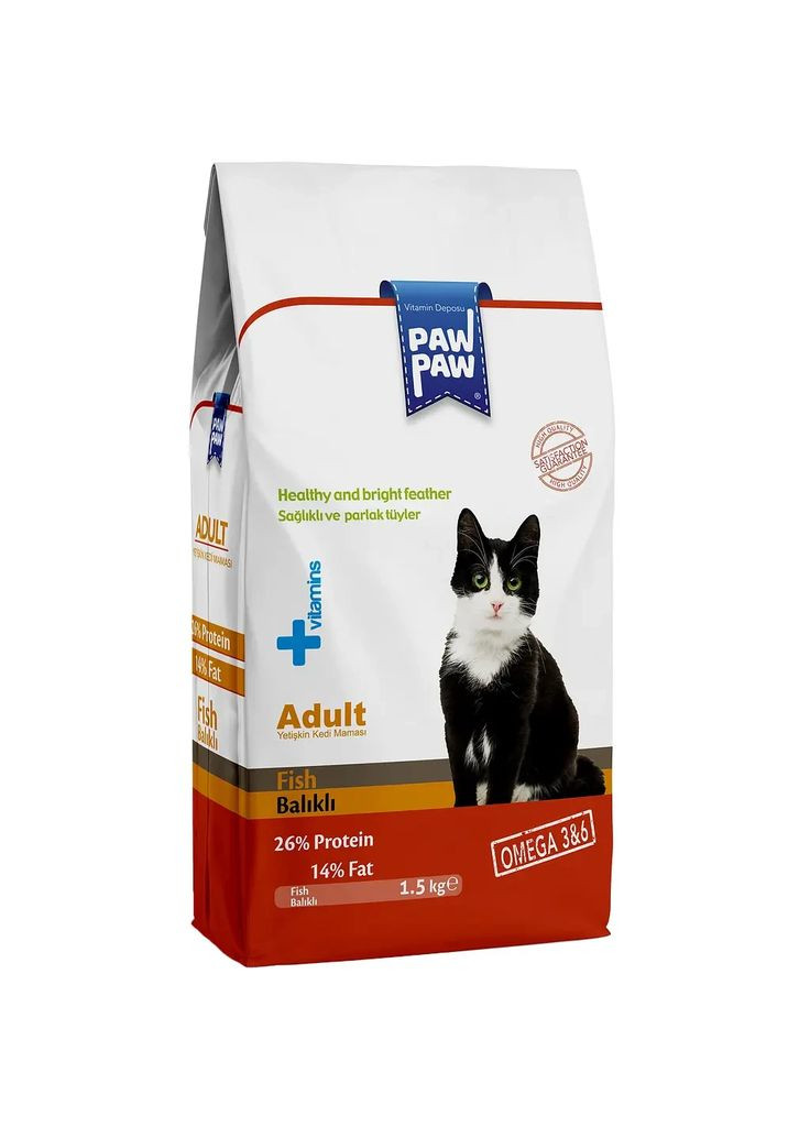 Сухой Корм Pawpaw Премиум для взрослых котов с рыбой 1,5 кг Hermos (368521837)