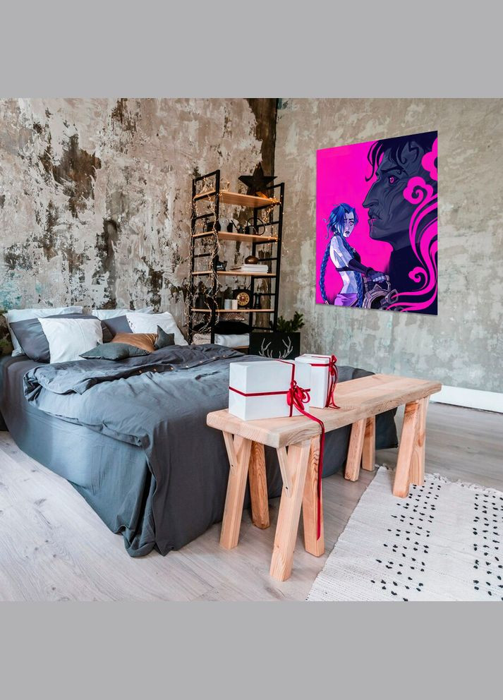 Плакат- на стену с оригинальным принтом аниме-мультсериала Arcane Аркейн "Jinx Джинкс Silco Силко шаром" А1 Кавун постер (316209157)