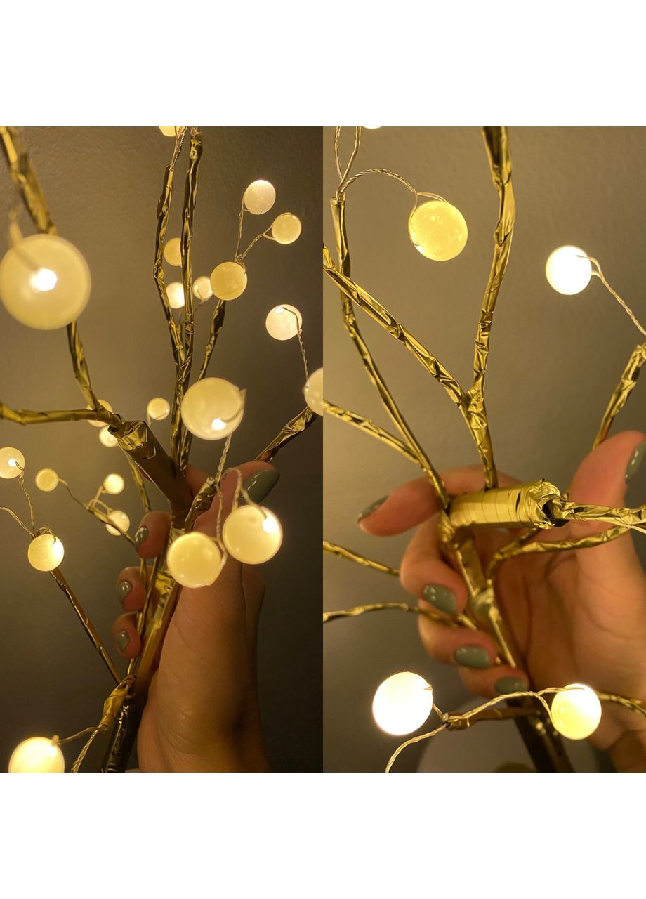 Лампа LED настольная Жемчужное золотое дерево 45 см USB + батарейки AA 3шт SFK-25 Golden No Brand (350349128)