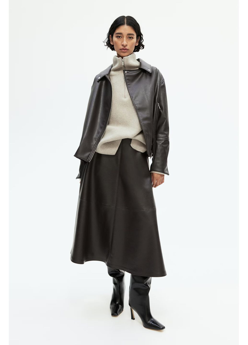 Бежевый демисезонный свитер оверсайз в составе с шерстью H&M