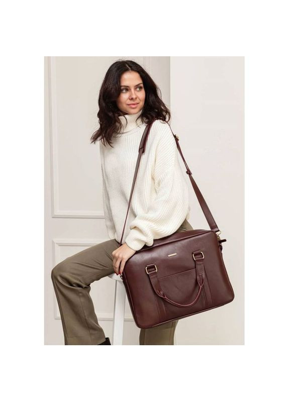 Сумка через плече жіноча для ноутбука та документів шкіряна Бордовий BlankNote (302007679)