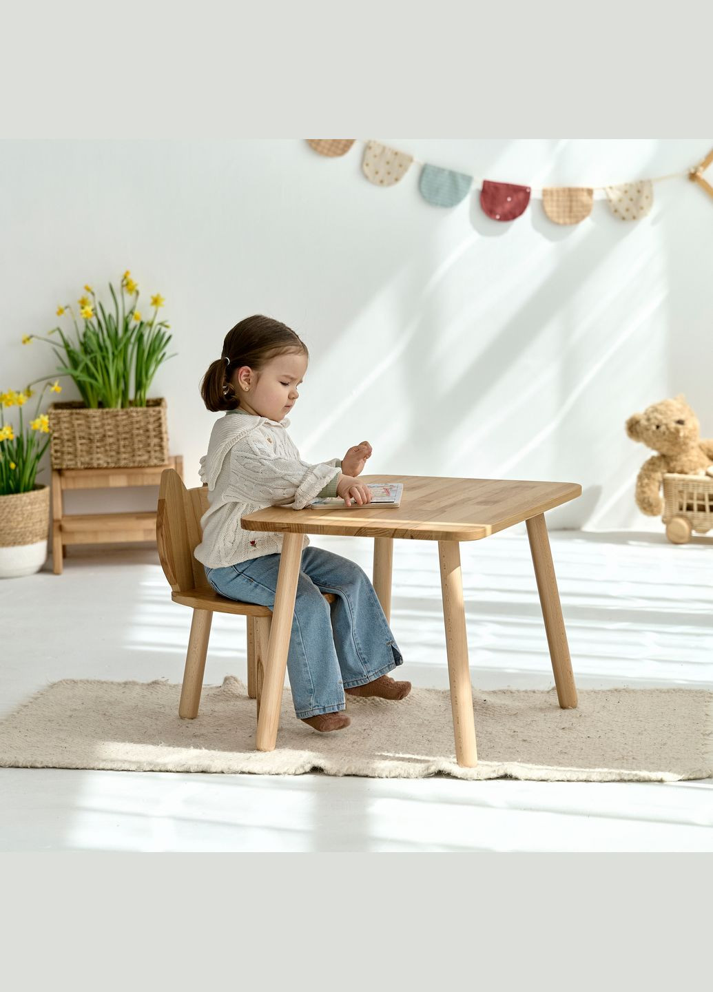 Детский столик и стульчик Cat для детей 4-7 лет Натуральний Tatoy (292312763)